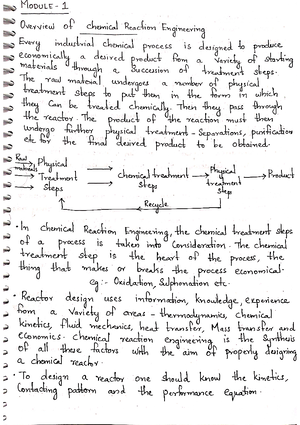 Module 1 Part 10 - Chemical And Biological Reaction Engineering - Studocu