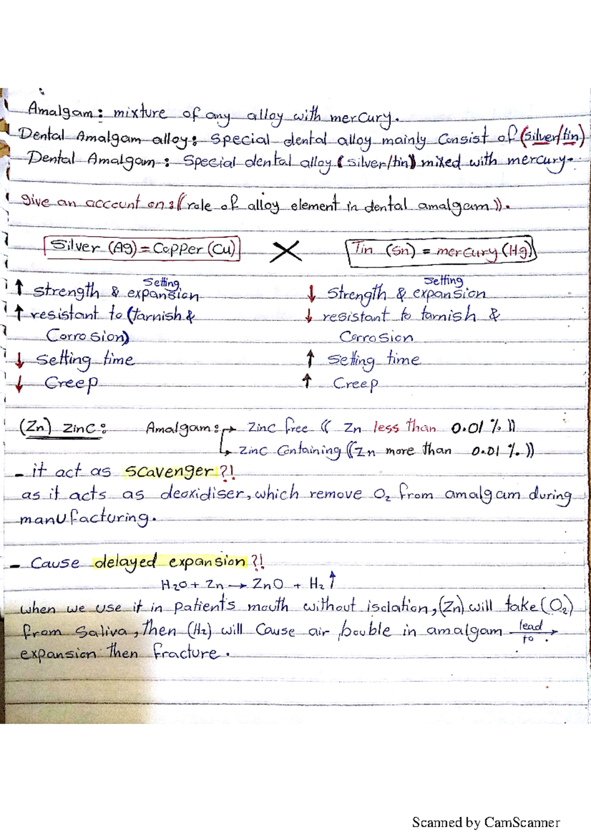 Amalgom composite Dental Materials I Studocu