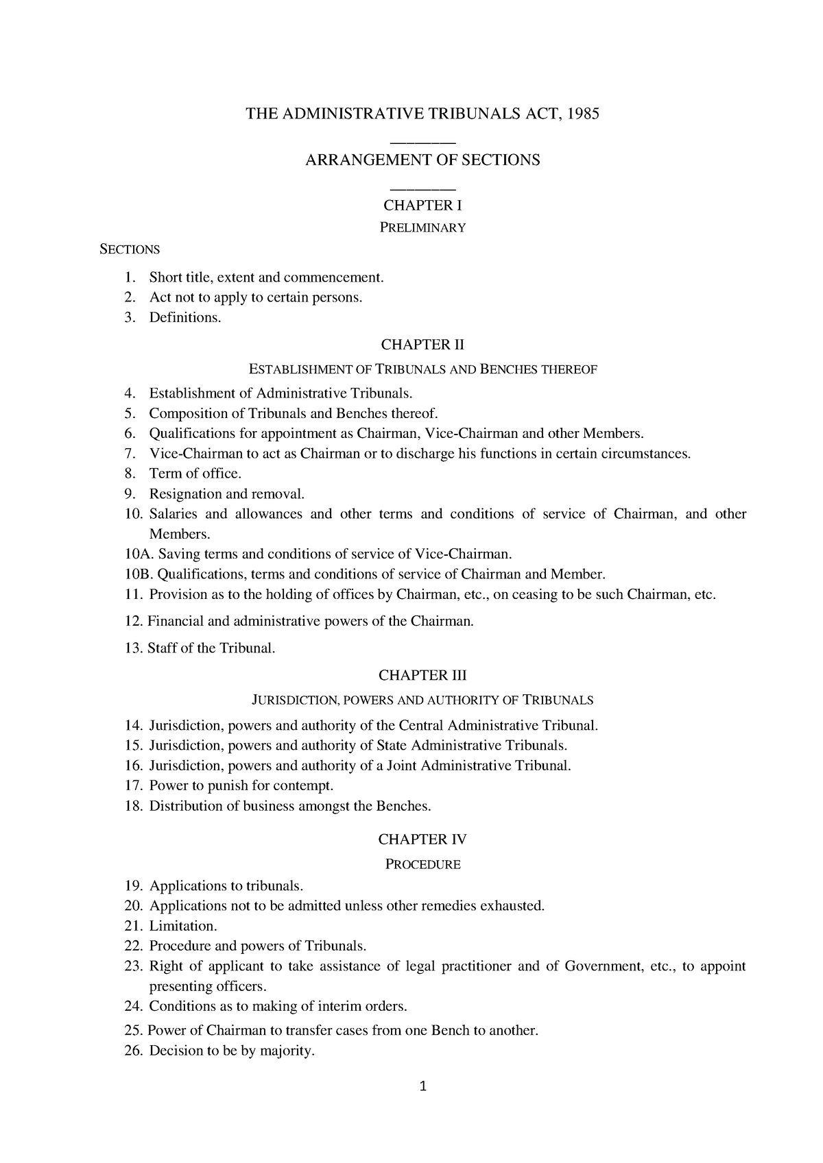 THE Administrative Tribunals ACT, 1985 - THE ADMINISTRATIVE TRIBUNALS ...