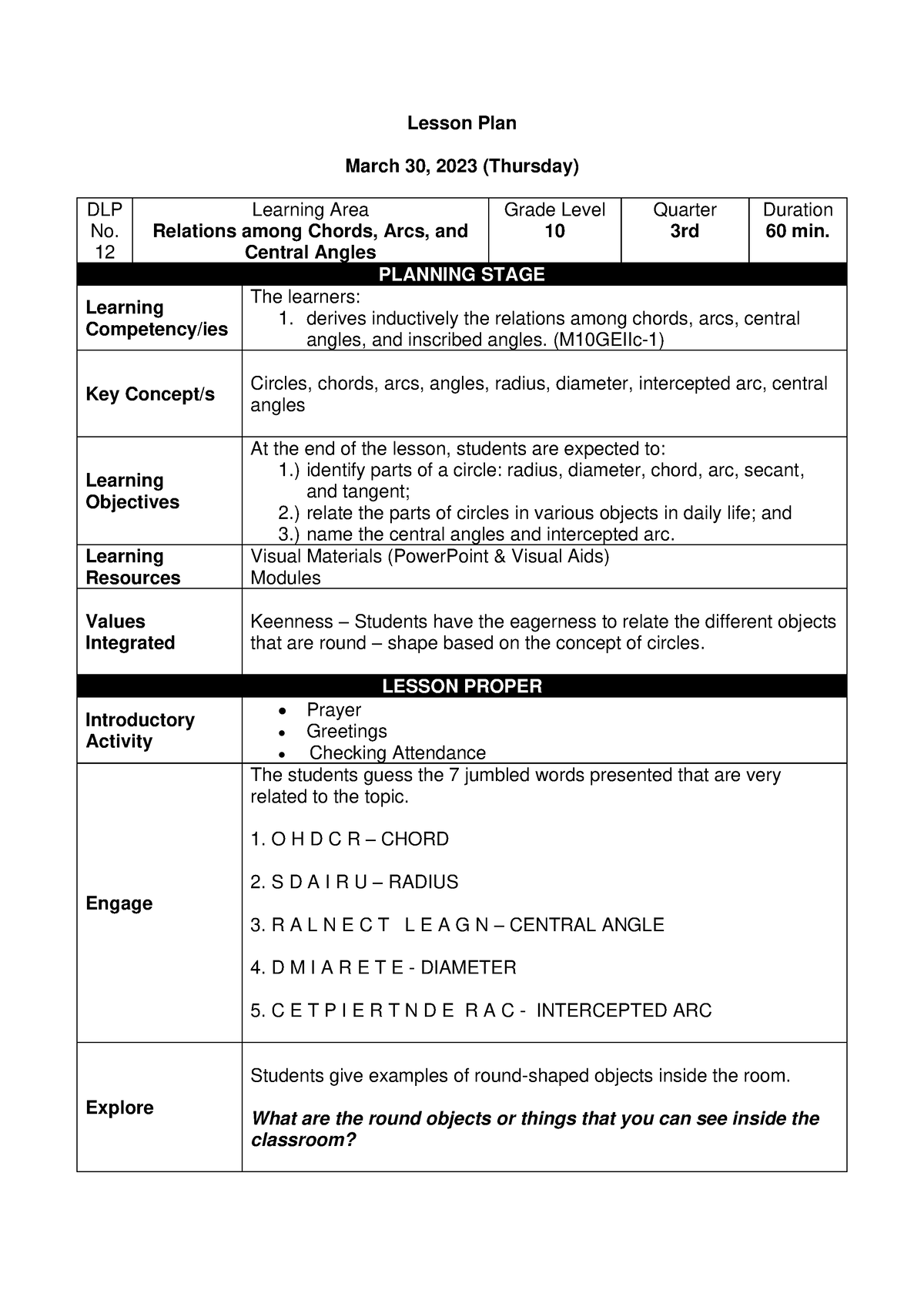 LP12 - It is a Lesson Plan - Lesson Plan March 30, 2023 (Thursday) DLP ...