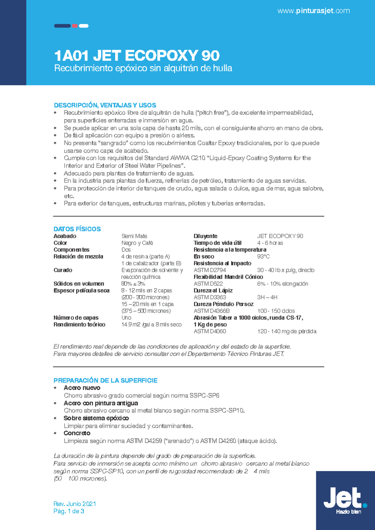 1A01 JET Ecopoxy 901 - MSDS - pinturasjet 1A01 JET ECOPOXY 90 ...