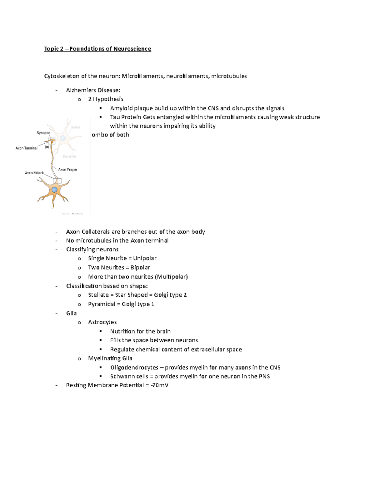 Midterm Study notes - Topic 2 – Foundations of Neuroscience ...