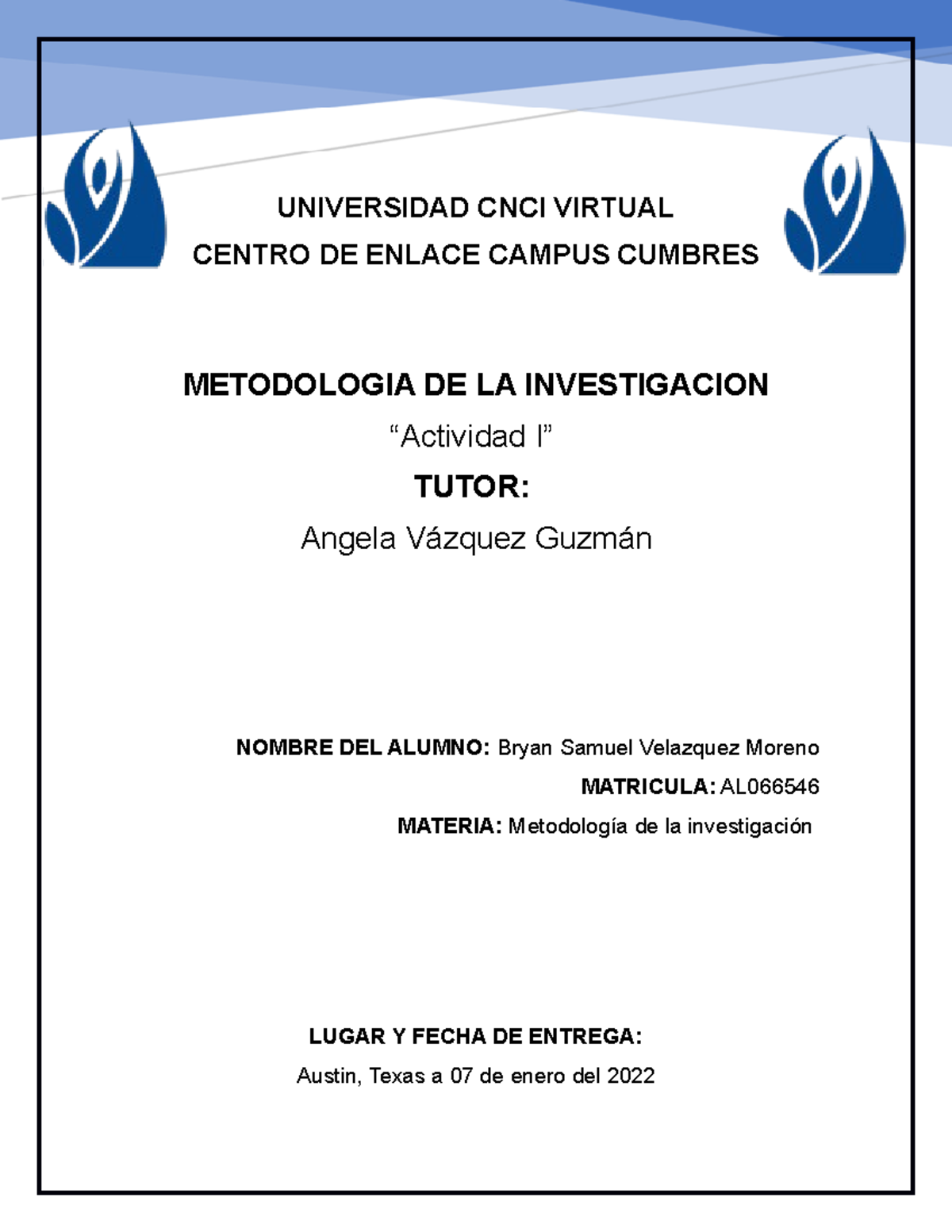 Metodologia De La Investigacion Actividad 1 Metodologia De La