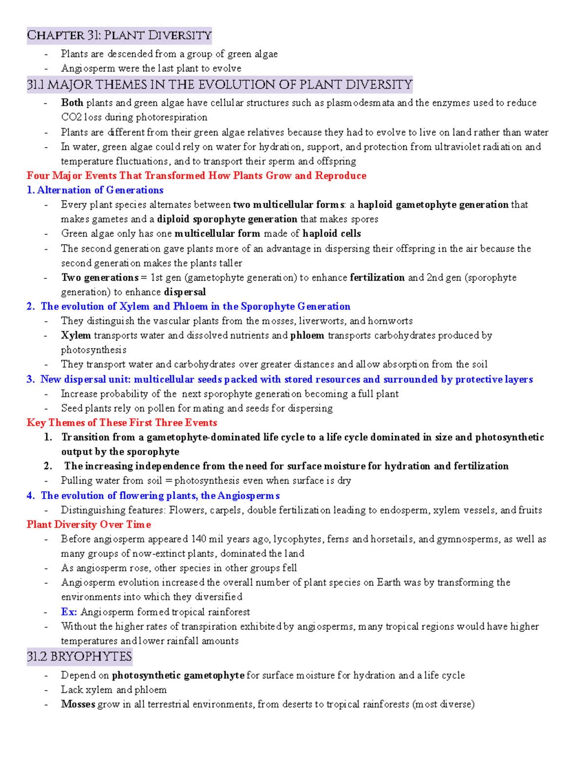 Chapter 31 Plant Diversity - Chapter 31: Plant Diversity Plants are ...