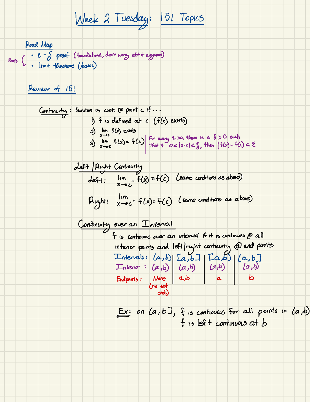 Intermediate and Mean Value Theorems - Week 2 Tuesday : 151 Topics Road ...