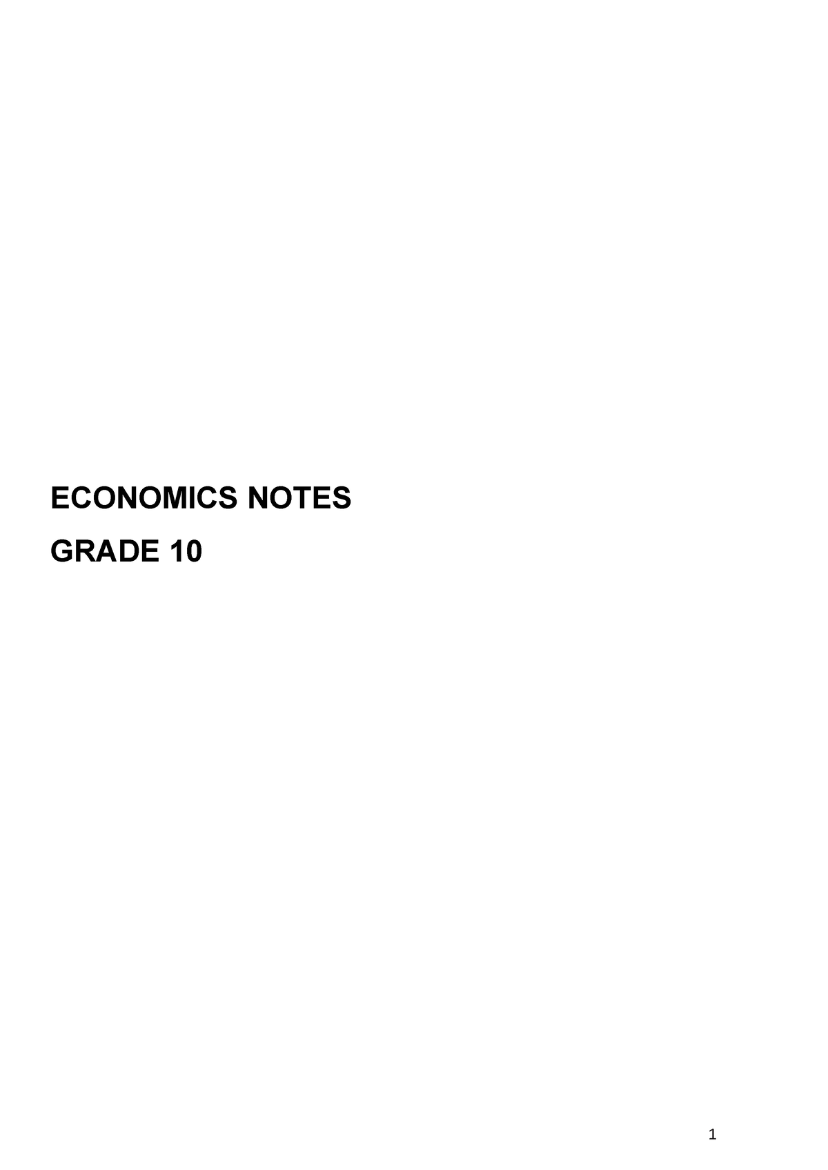 economics essay grade 10 term 1