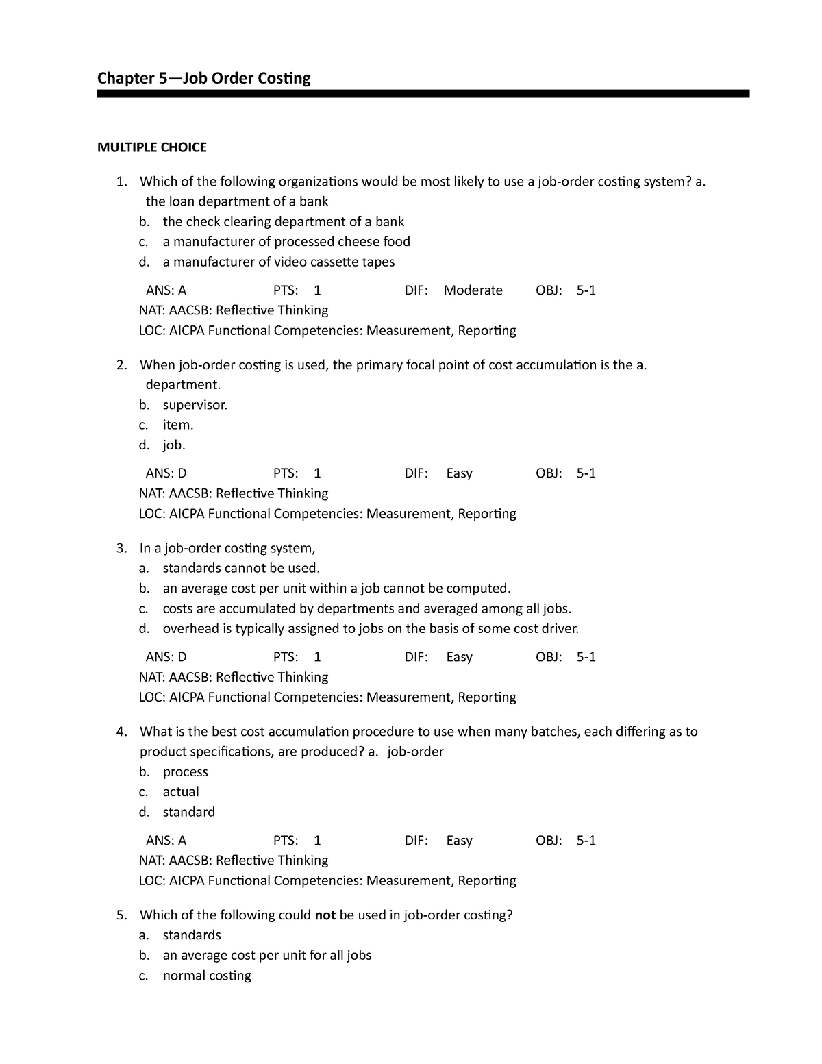 Supporting Computations For Cost Accounting Chapter 5 Job Order 