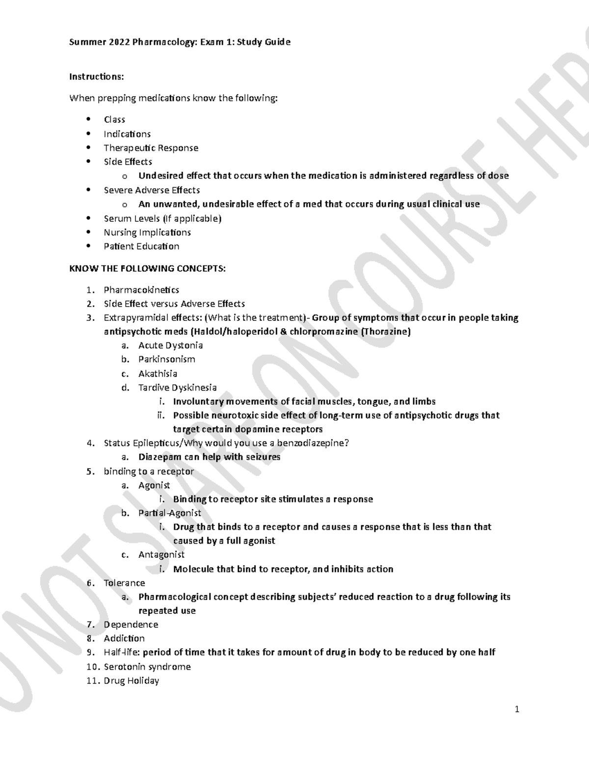 Exam 1 Prep Guide Instructions When prepping medications know the