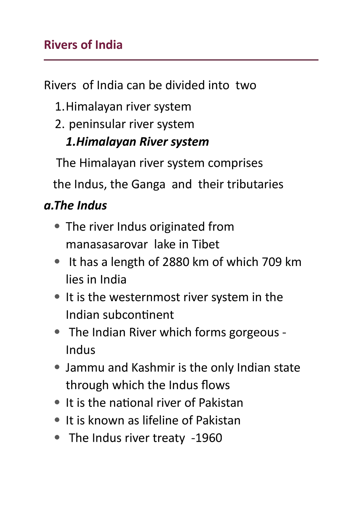 indian rivers essay