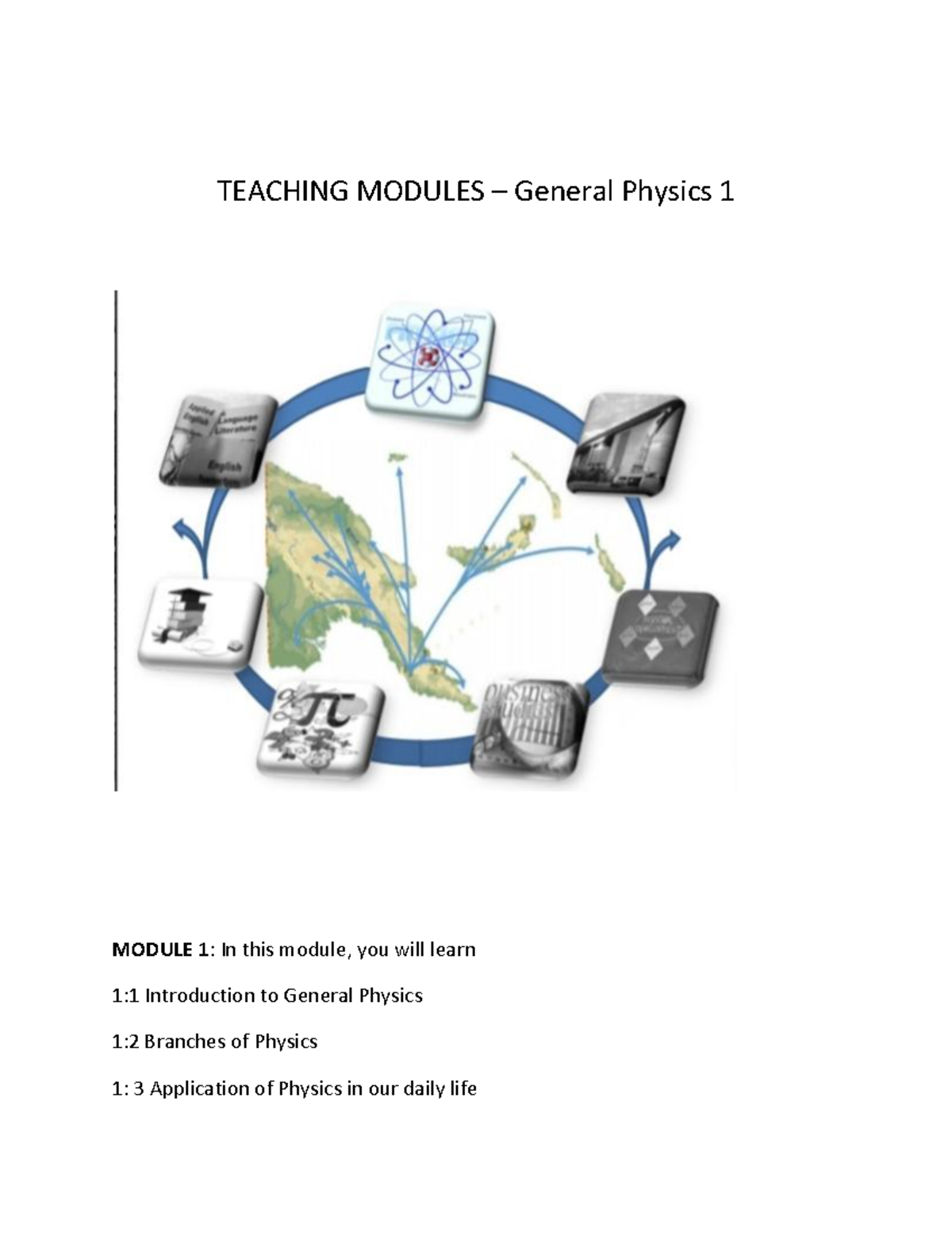 Physics 1 and 2 - TEACHING MODULES – General Physics 1 MODULE 1: In ...