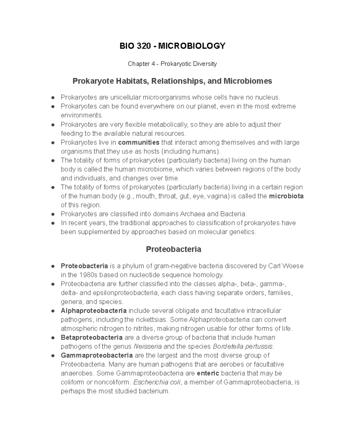 Microbiology Chapter 4 - BIO 320 - MICROBIOLOGY Chapter 4 - Prokaryotic ...