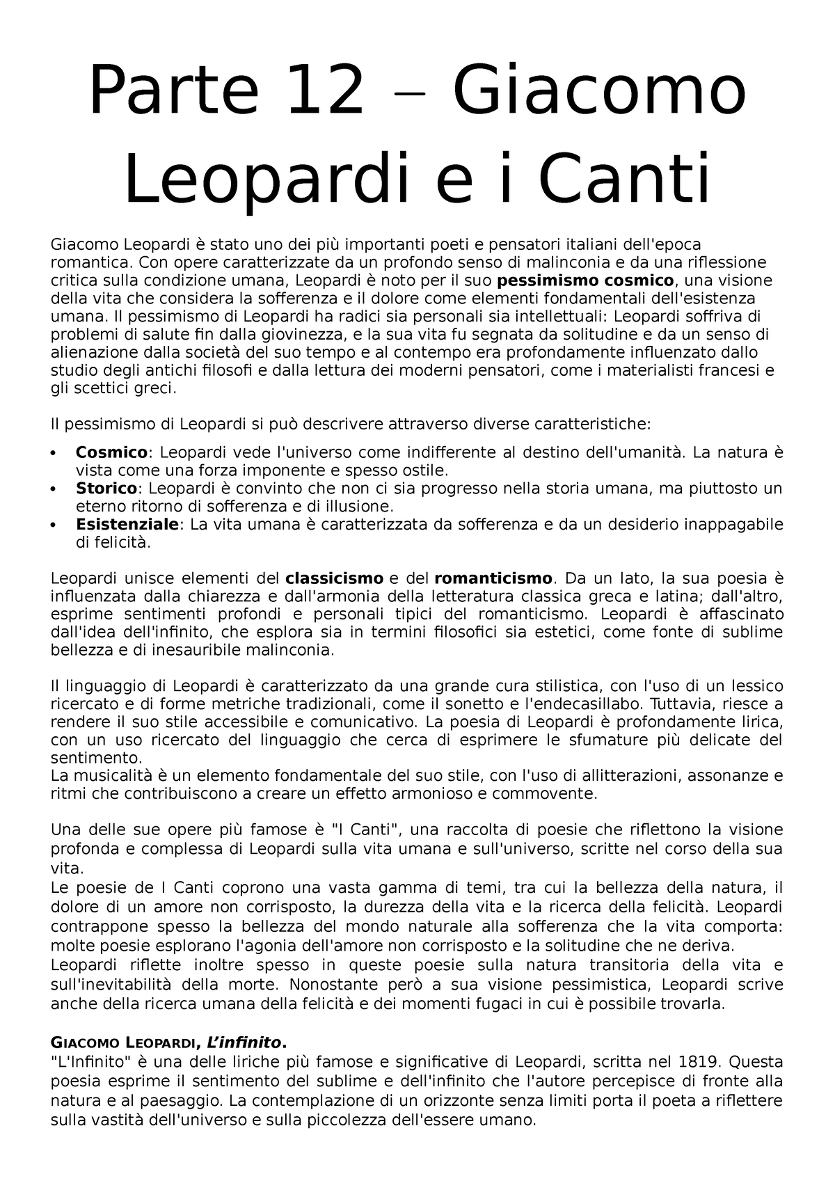 12. Giacomo Leopardi - I Canti E L'infinito - Parte 12 – Giacomo ...