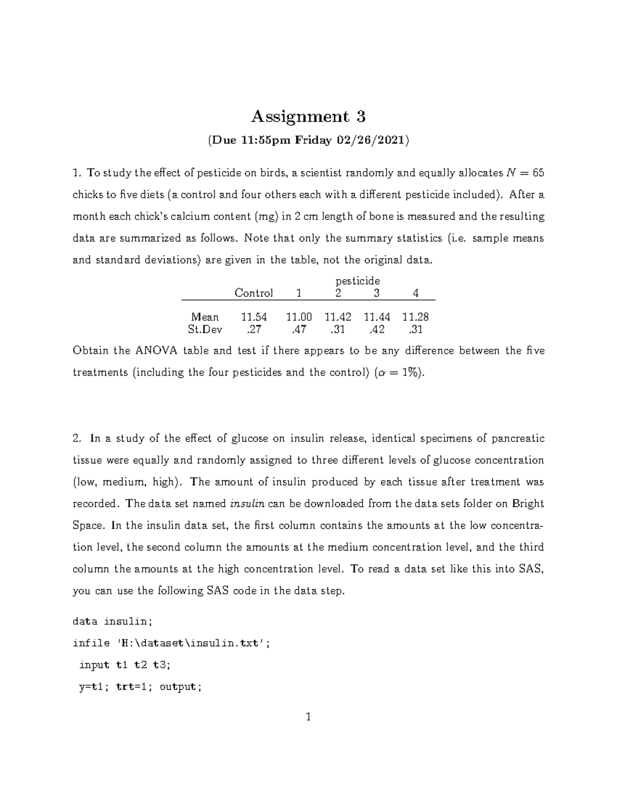 Homework 3 STAT 514 - Assignment 3 (Due 11:55pm Friday 02/26/2021) To ...