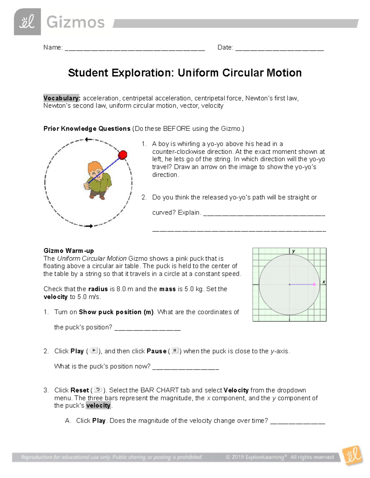 Uniform Circular Motion Lab Sheet Word - Name ...