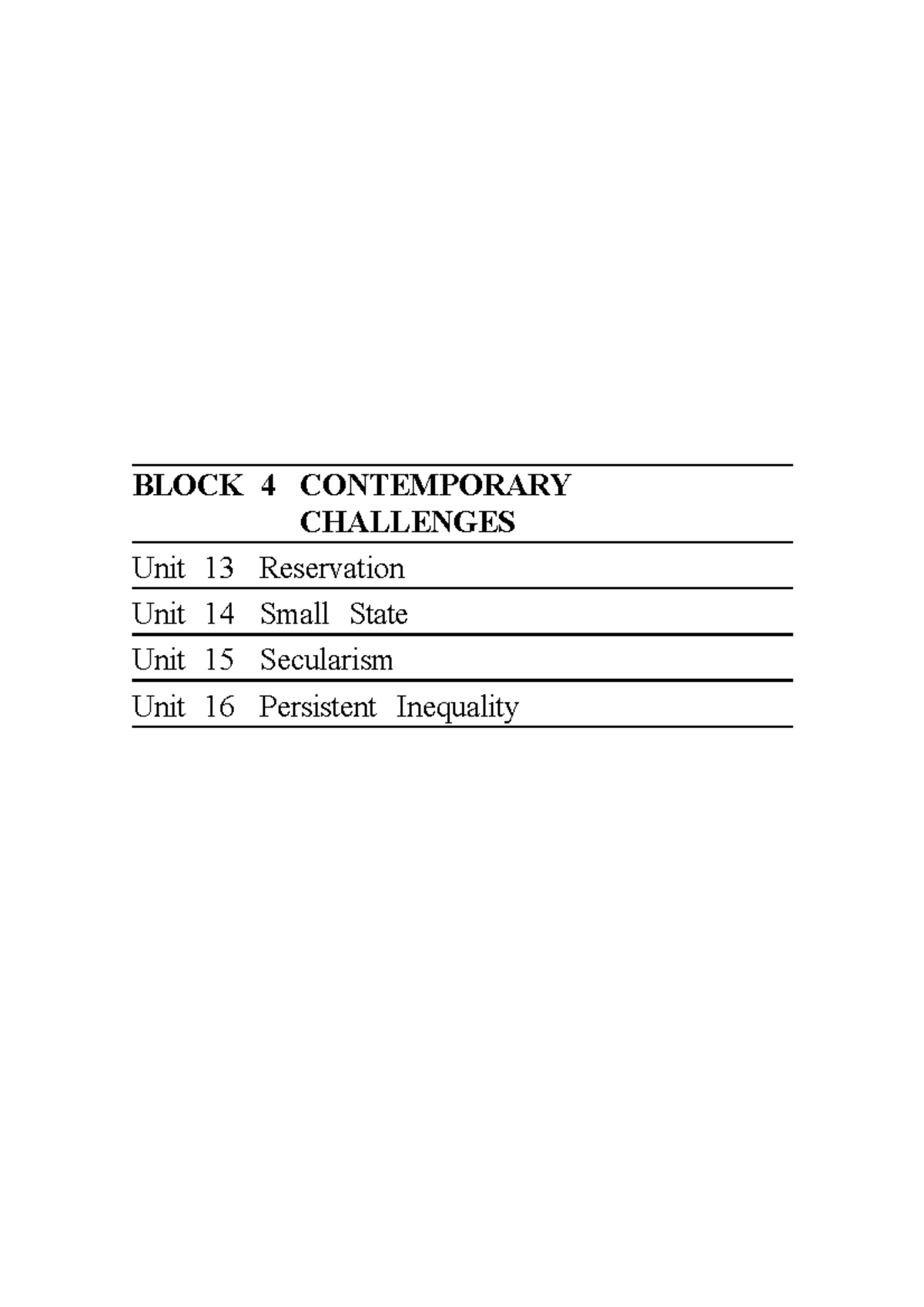 Block 4 Helpful Block 4 Contemporary Challenges Unit 13 Reservation Unit 14 Small State Unit 5796