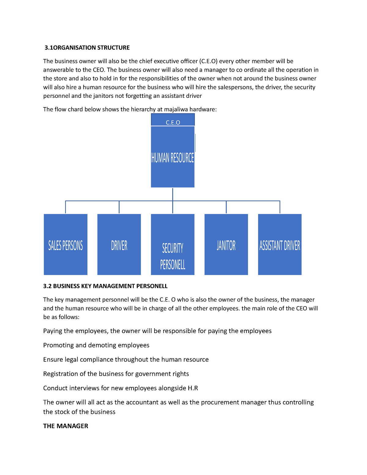 sample of business plan chapter three