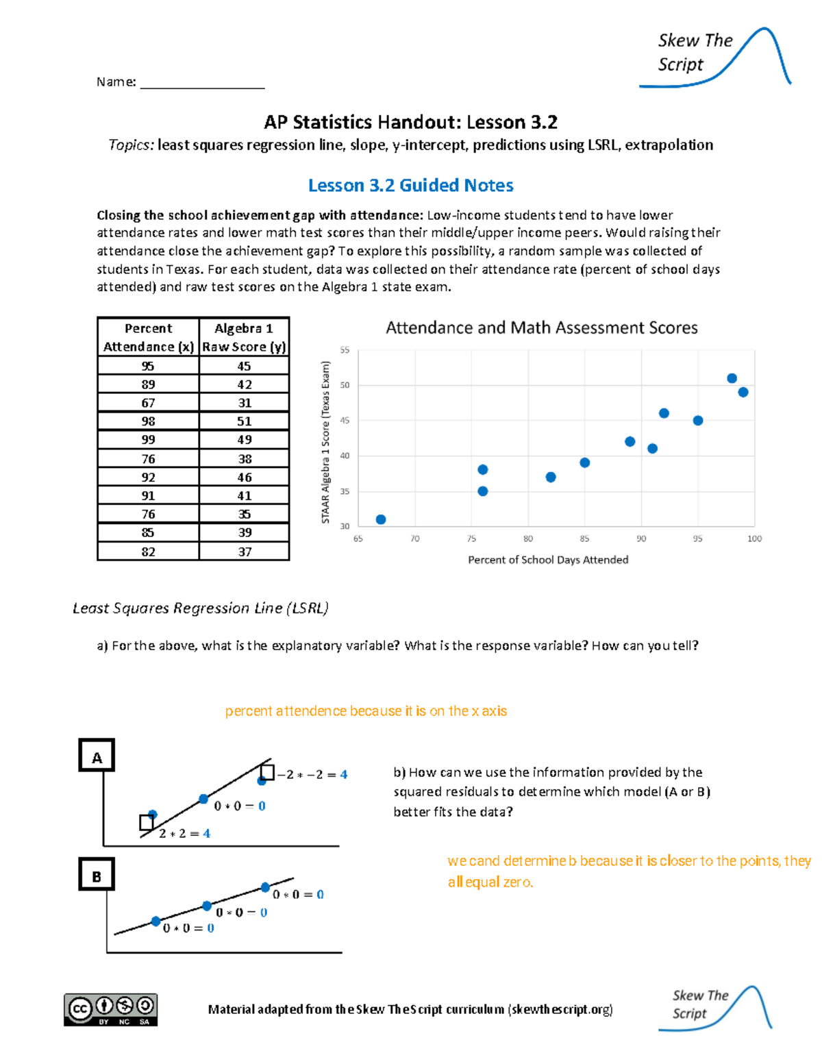 3.3 Guided Notes Name _________________ AP Statistics Handout