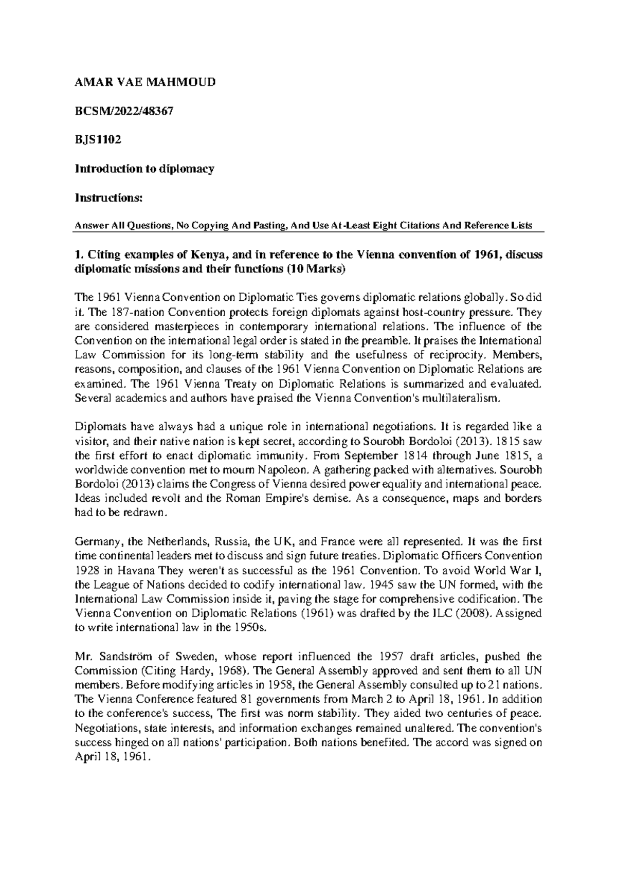 BJS1102 Assignment AMAR VAE MAHMOUD BCSM/2022/ BJS Introduction to