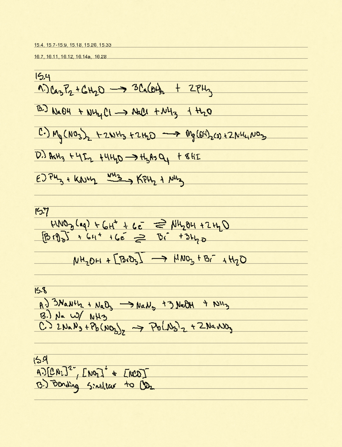 Homework Group 15 And 16 - CHEM 3301 - 15, 15.7-15, 15, 15, 15. 16, 16 ...