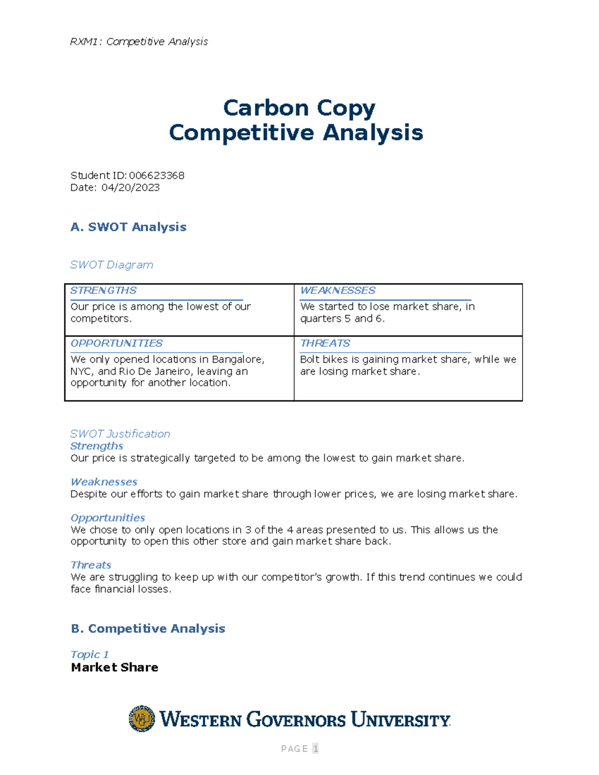 Competitive Analysis Task 2 - RXM1: Competitive Analysis Carbon Copy ...