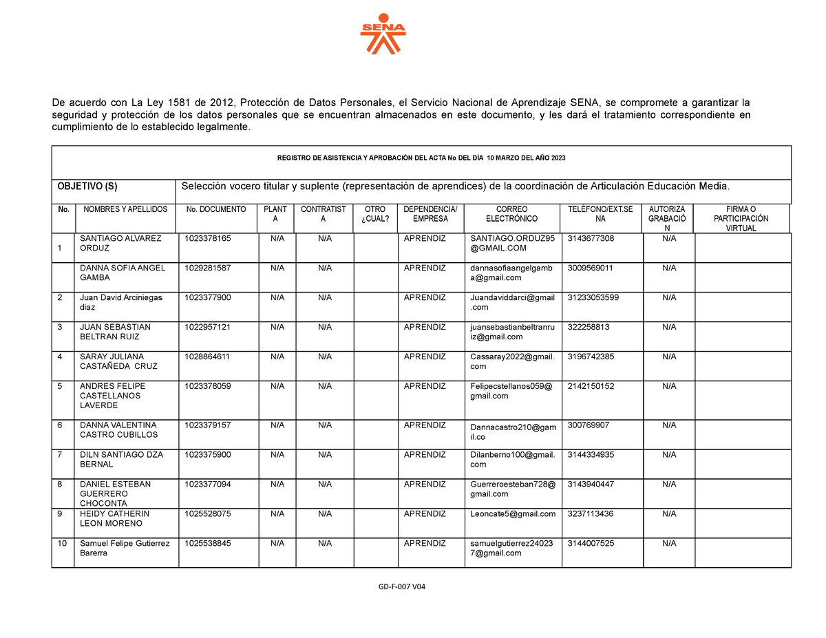 Acta Eleccion Voceros Colegio Ismael Perdomo - De Acuerdo Con La Ley ...