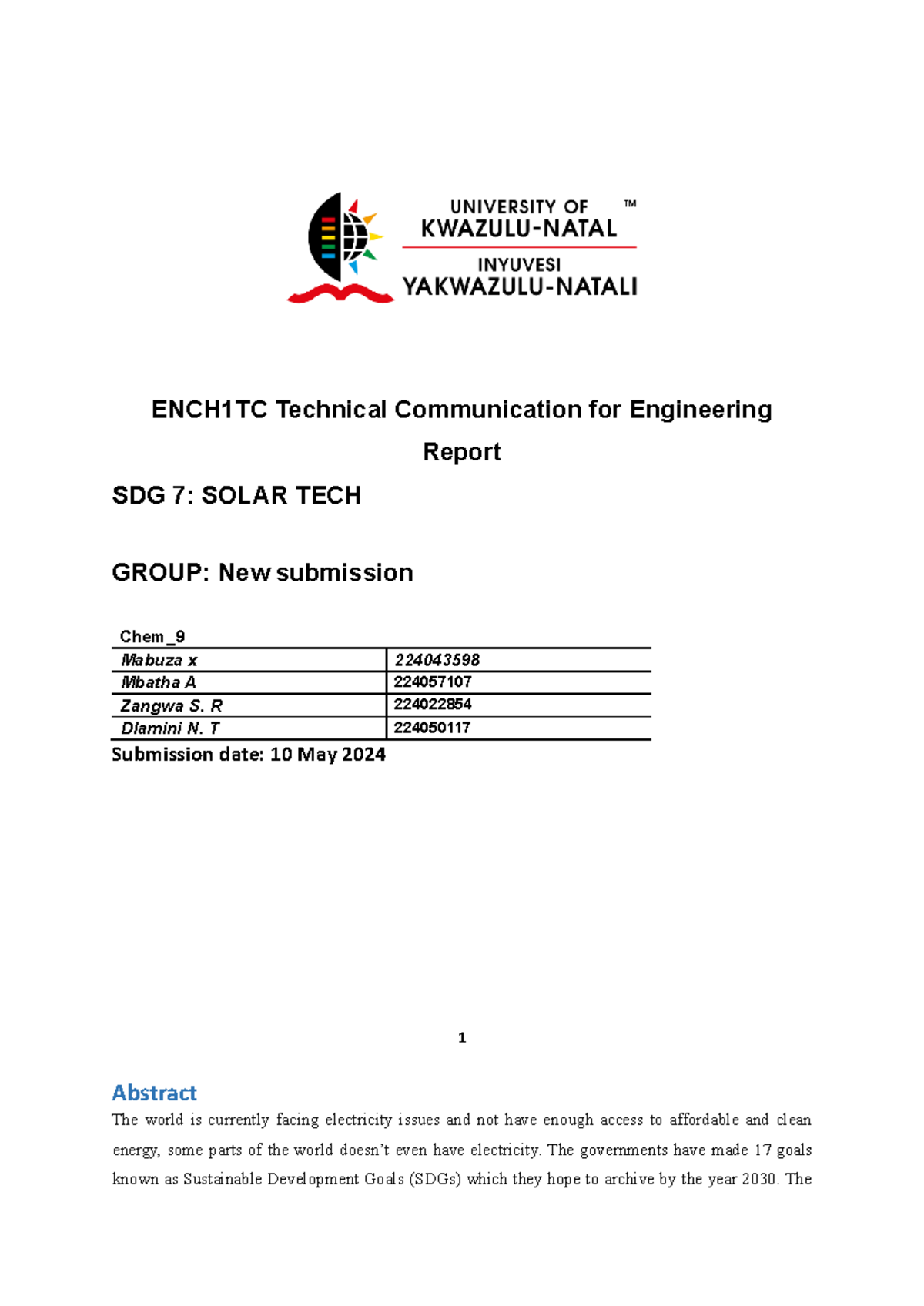 New submission Engineering Tech Chom Chem 9 - ENCH1TC Technical ...