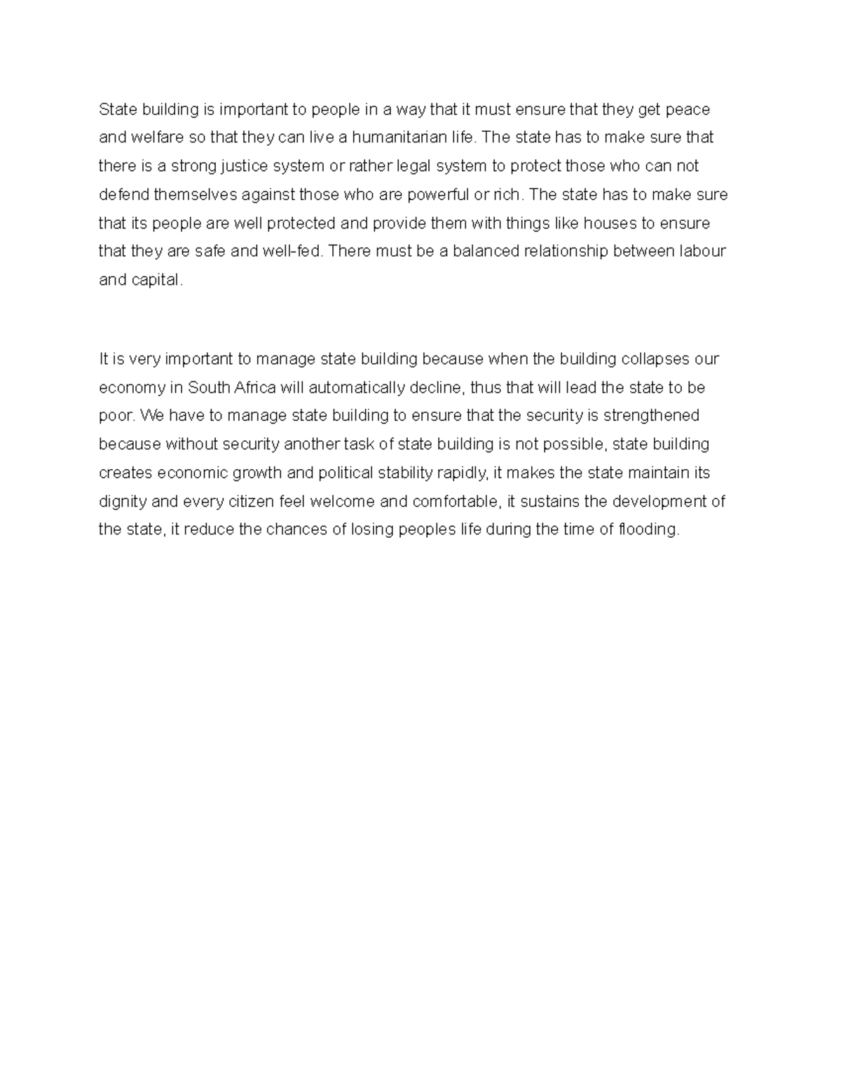 Importance of state building - State building is important to people in ...