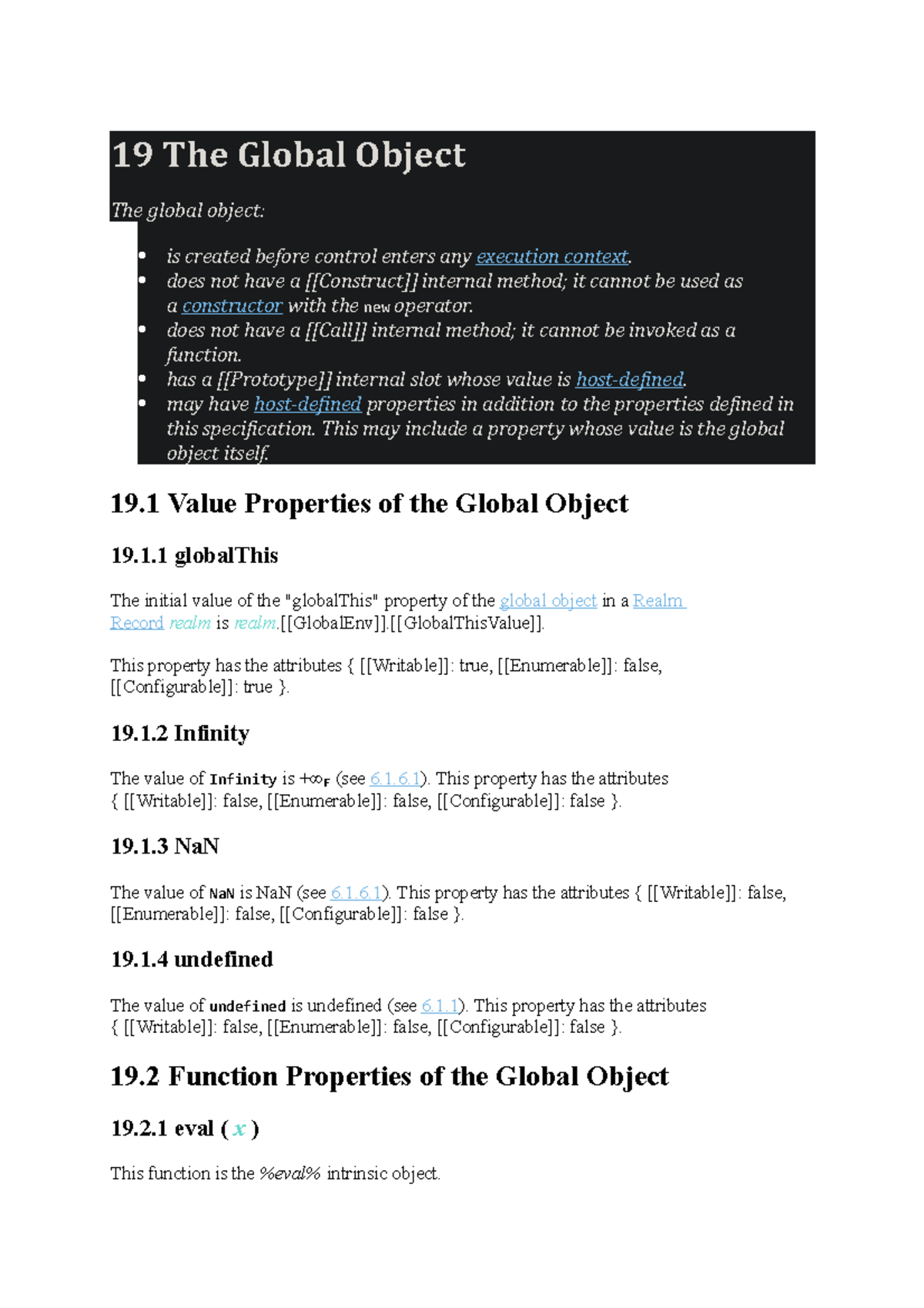 19 - yes - 19 The Global Object The global object: is created before ...