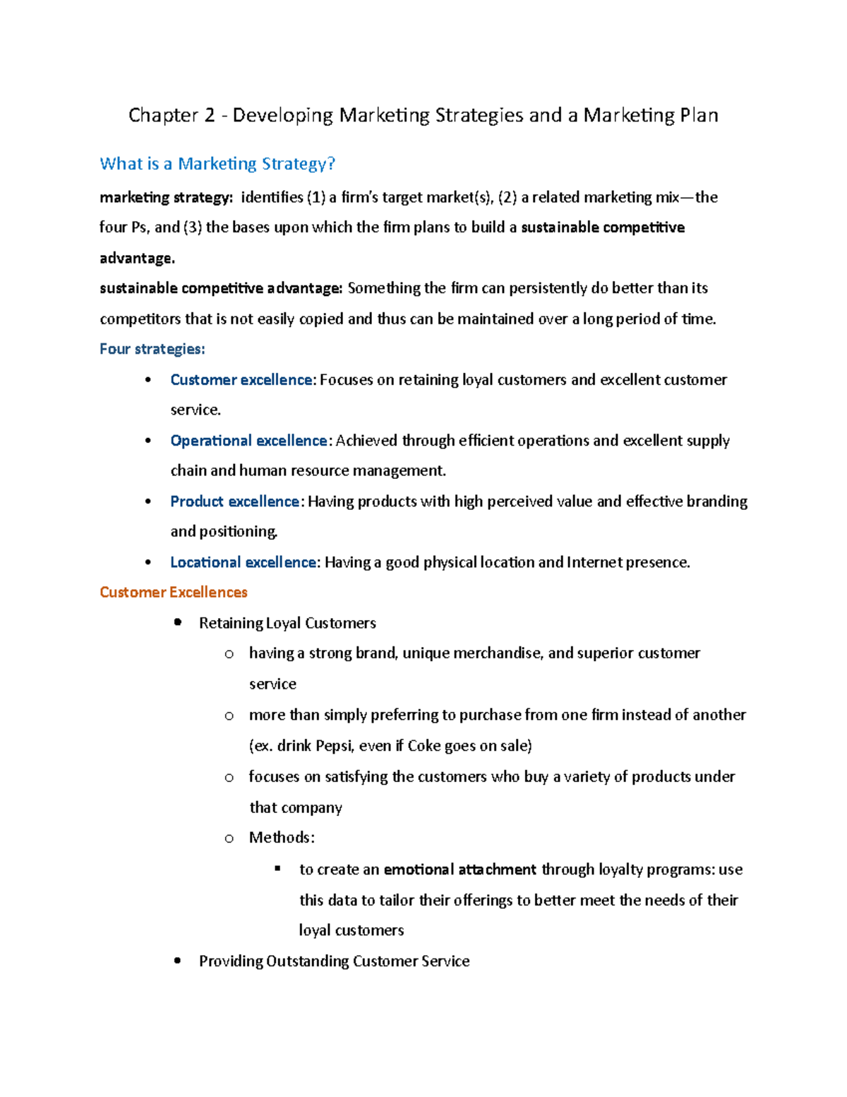 1MA3 Chapter 2 Notes - Chapter 2 - Developing Marketing Strategies and ...