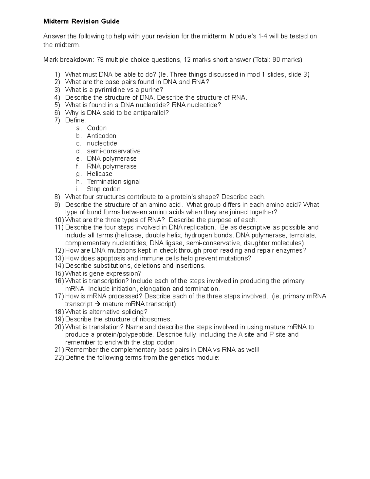 Midterm , questions and answers - Midterm Revision Guide Answer the ...