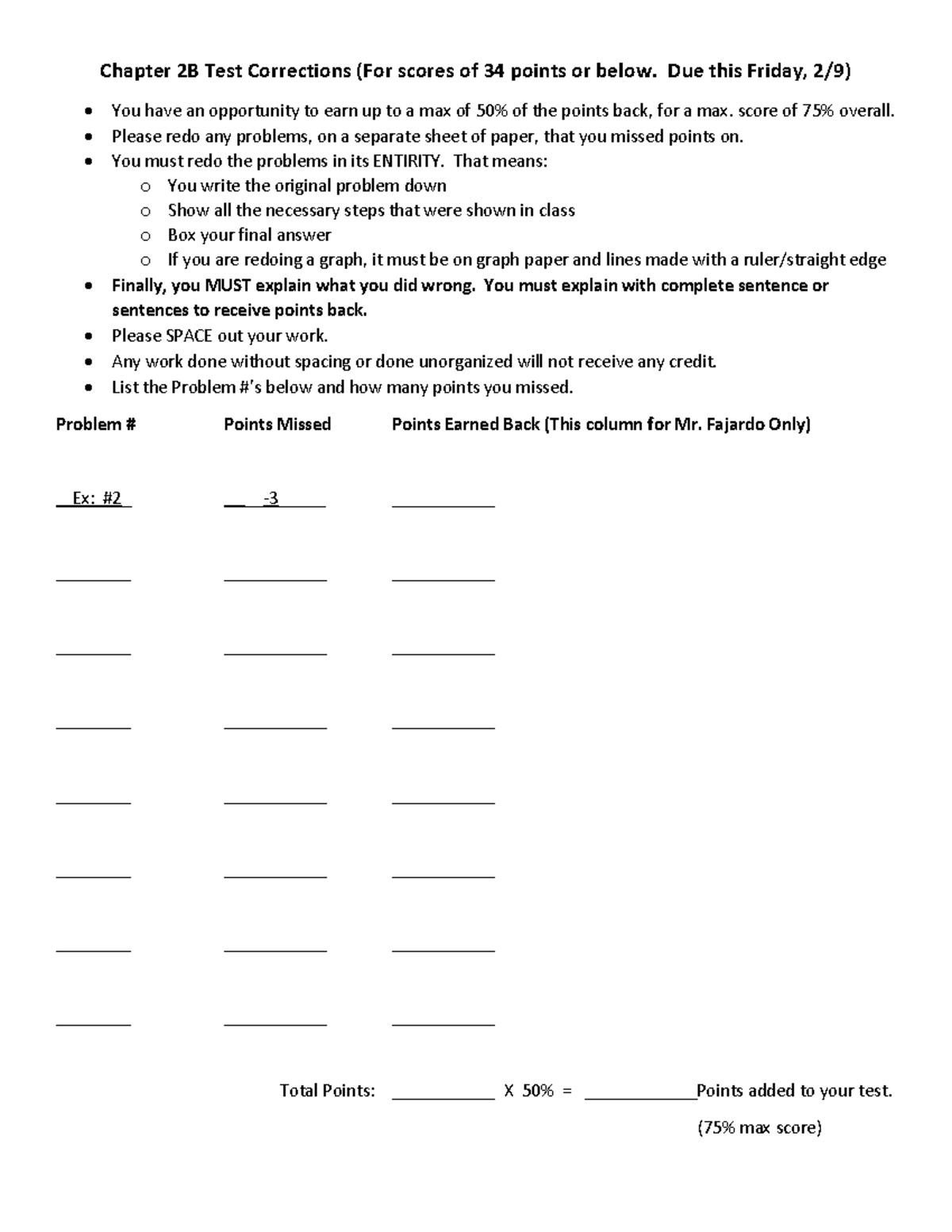 Chapter 2B Test Corrections Math 8 - Chapter 2 B Test Corrections (For ...