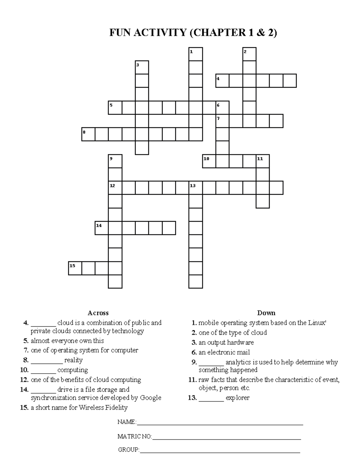 Crossword MGT334 PRACTICE FUN ACTIVITY (CHAPTER 1 & 2) 1 2 3 4 5 6