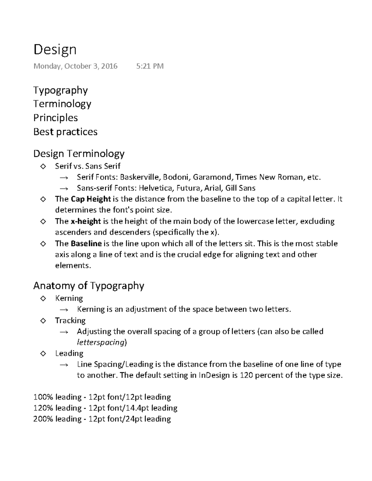 Design - Lecture notes 6 - Design Monday, October 3, 2016 5:21 PM ...