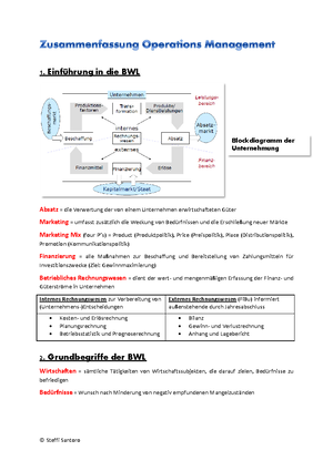 Operations Management - Zusammenfassung - 1 Grundbegriffe und ...