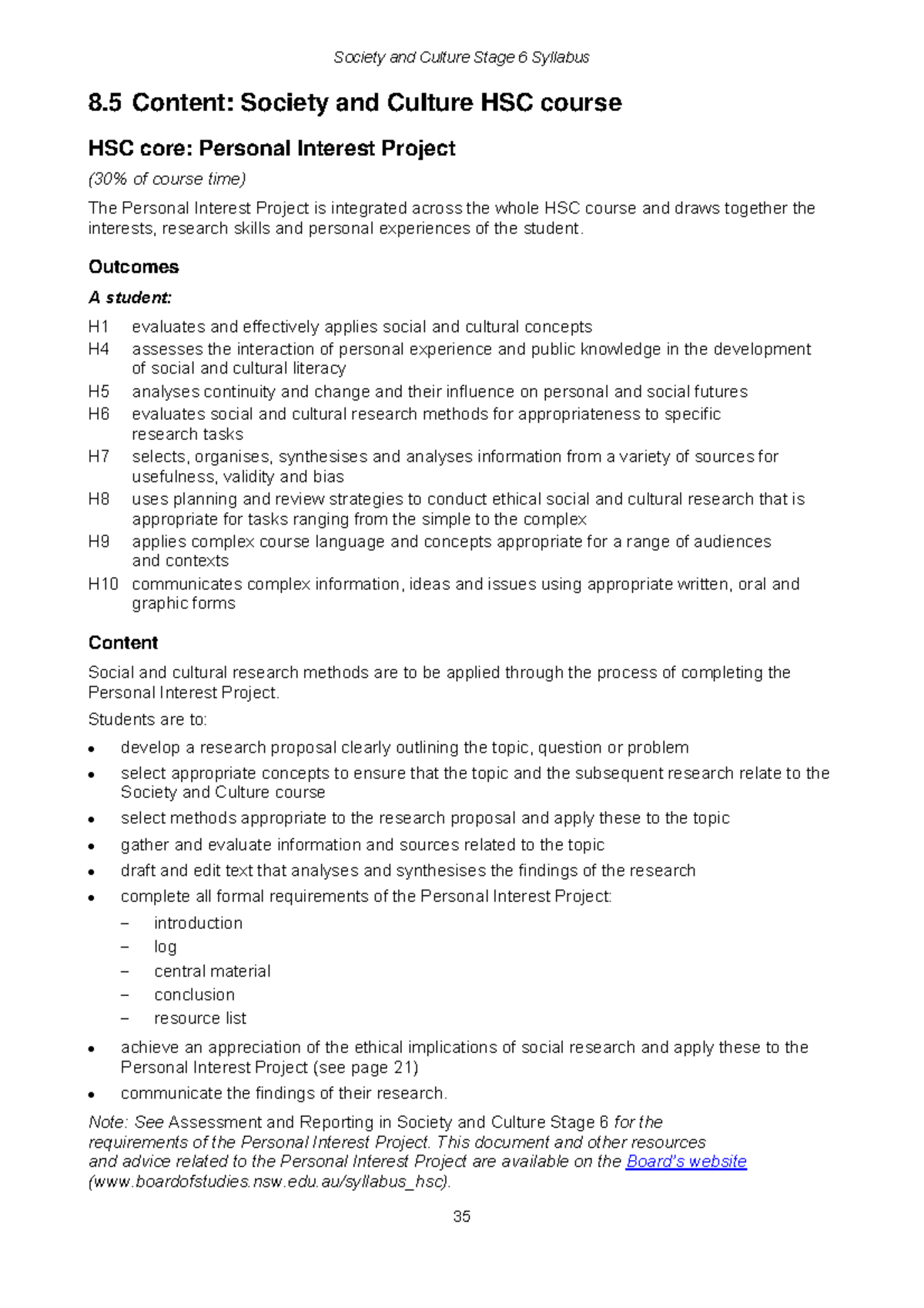 Society and Culture Stage 6 Syllabus