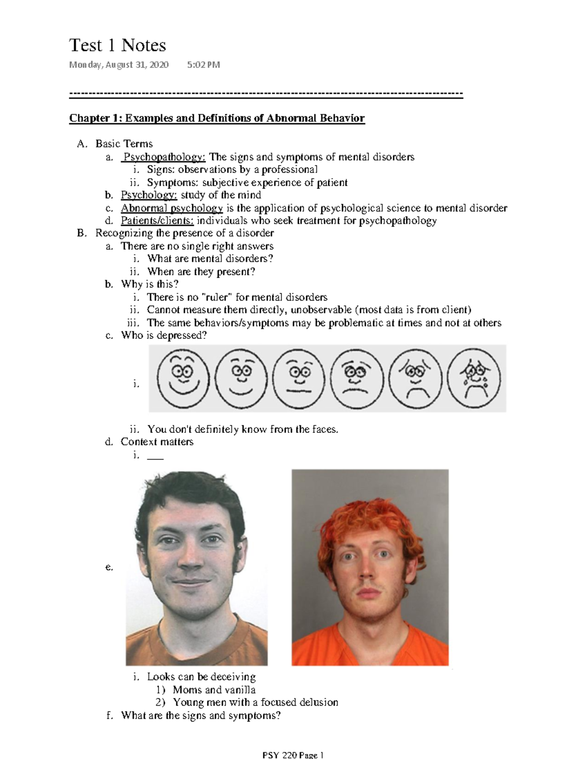 Test 1 Notes for PSY 230 - Chapter 1: Examples and Definitions of ...