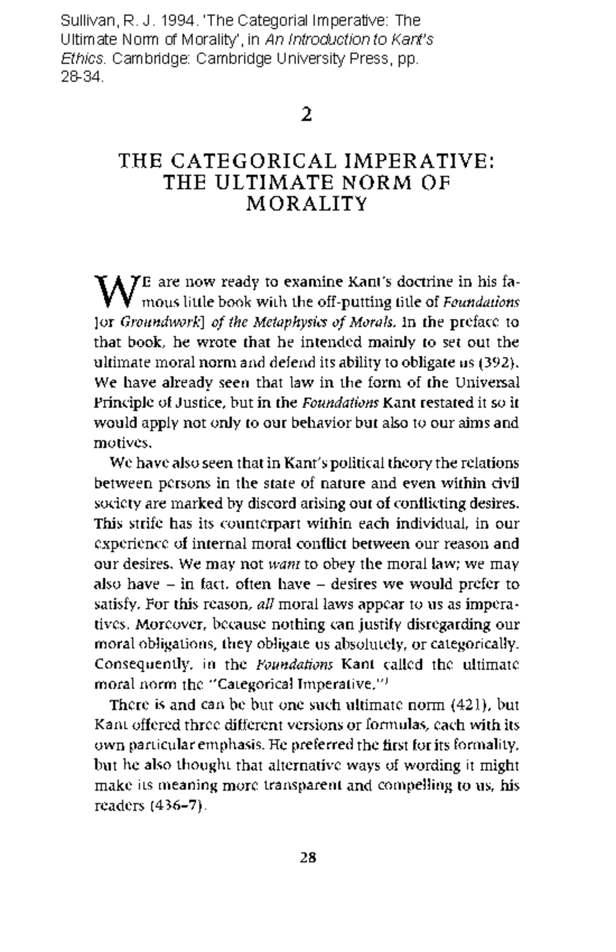 A7 Sullivan 1994 An introduction to Kants ethics Chapter 2 THE