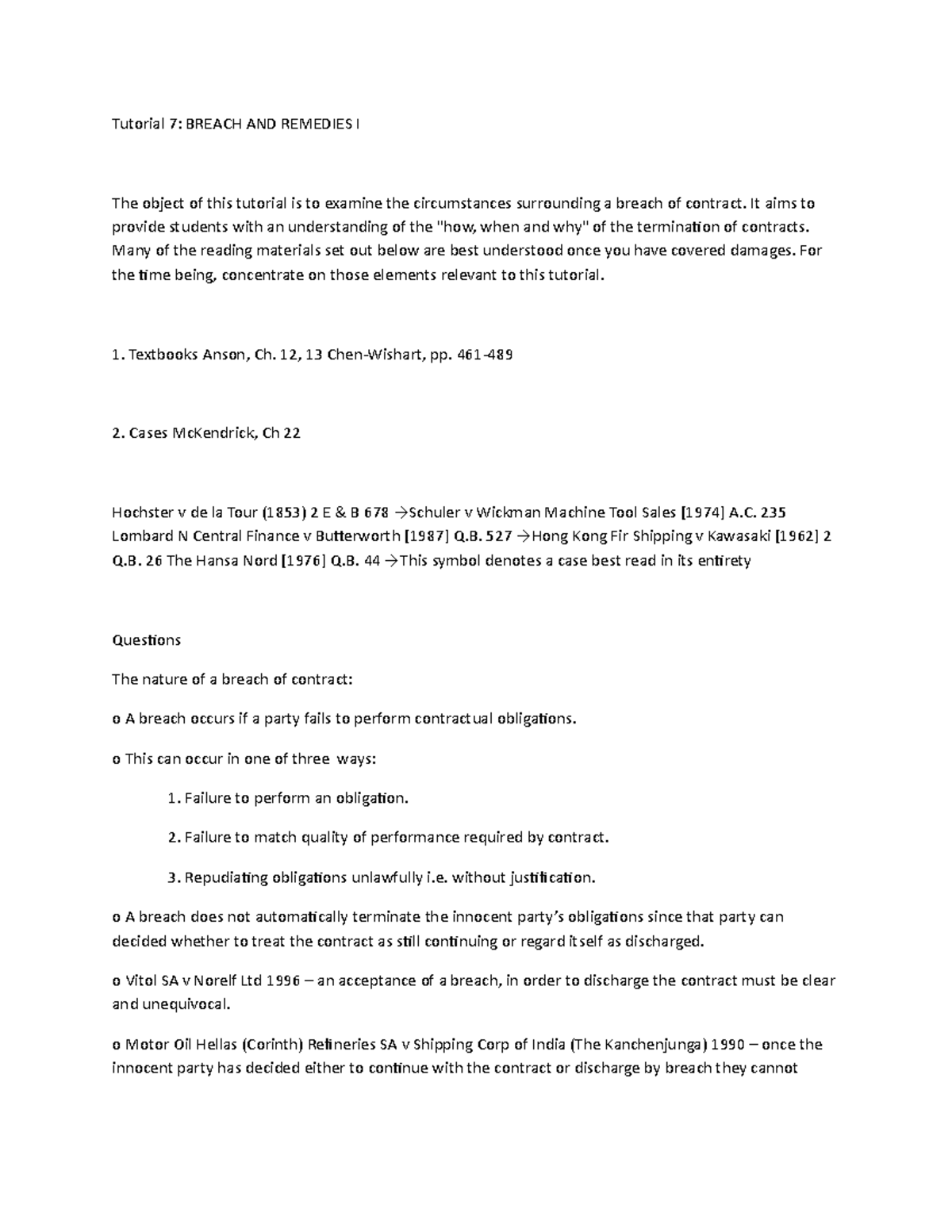 Tutorial 7 Notes Contract Part 2 Studocu