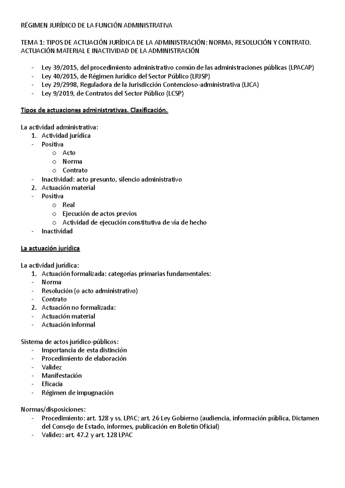 Apuntes RJ Adminitrativo - RÉGIMEN JURÍDICO DE LA FUNCIÓN ...