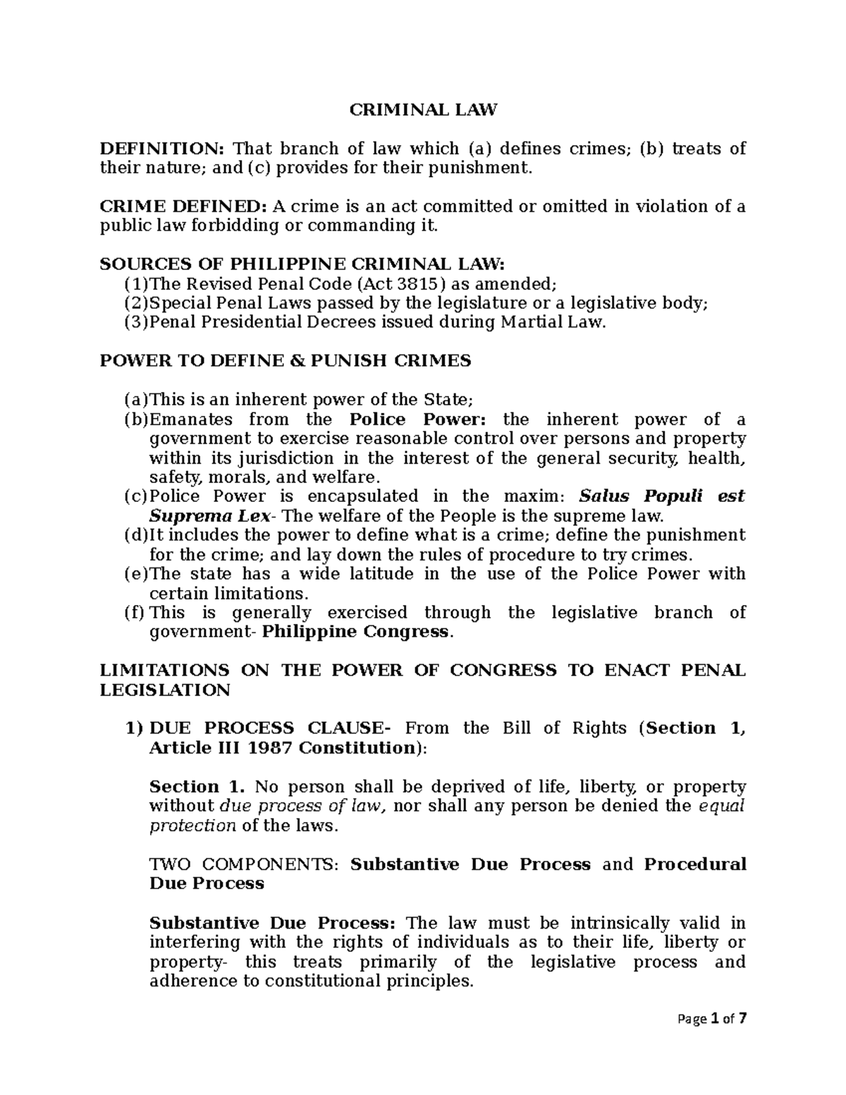 CrimBook 1Reyes Criminal Law CRIMINAL LAW DEFINITION That branch