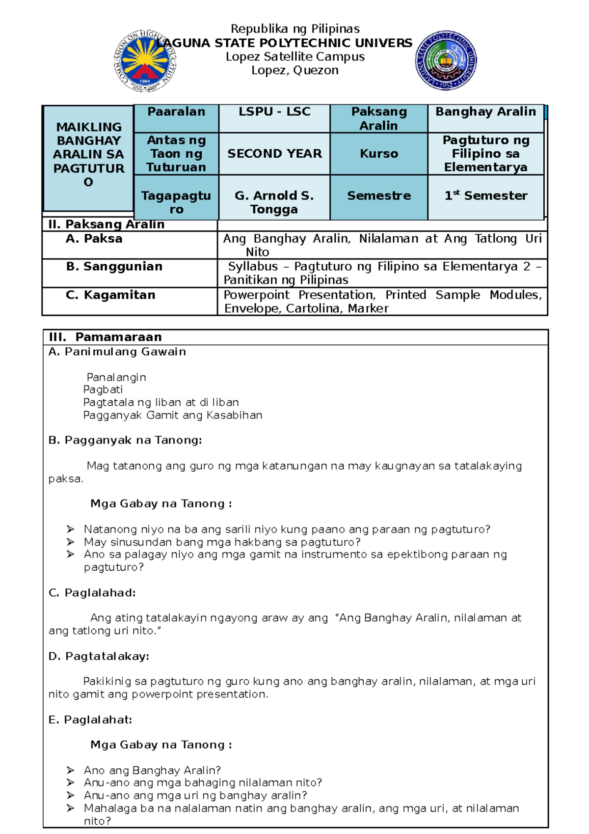 LSPU LSC DEMO Tongga - This will be helpful to BEED students ...