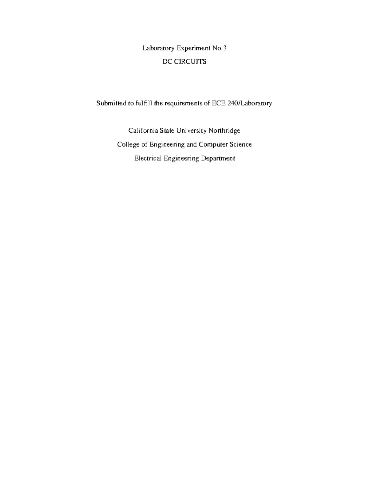 experimental results for ECE240L - Laboratory Experiment No. DC ...