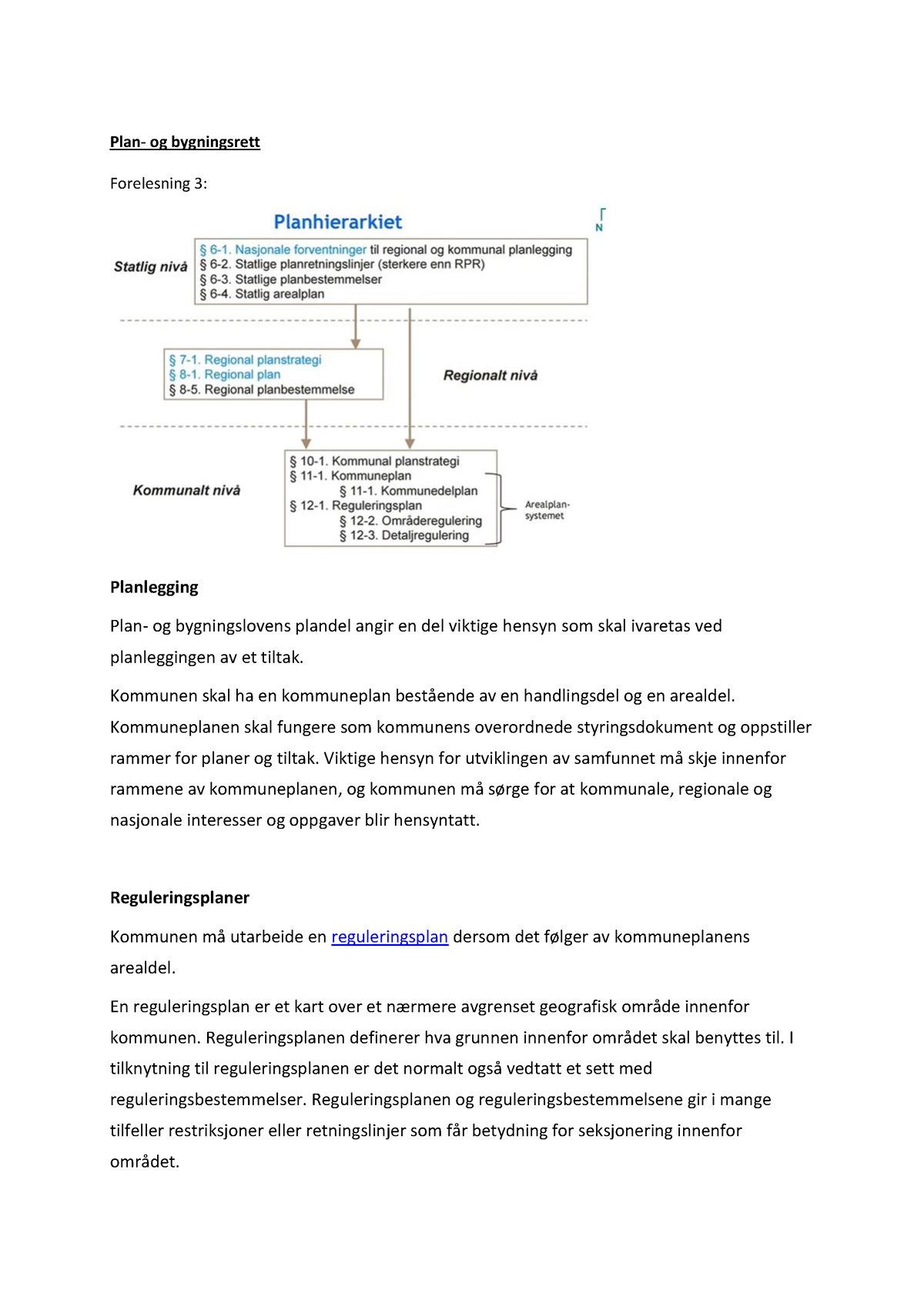 Plan- Og Bygningsrett - Gode Notater Til Eksamen. - Plan- Og ...