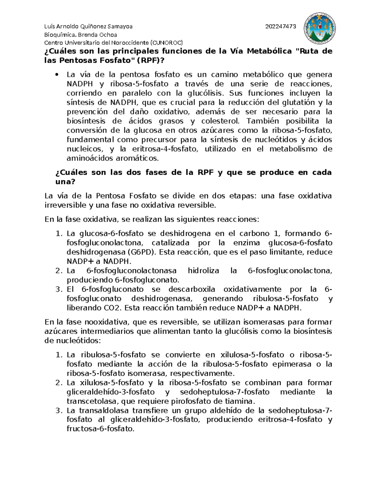 Caso5 - caso clinico - Bioquímica. Brenda Ochoa Centro Universitario ...