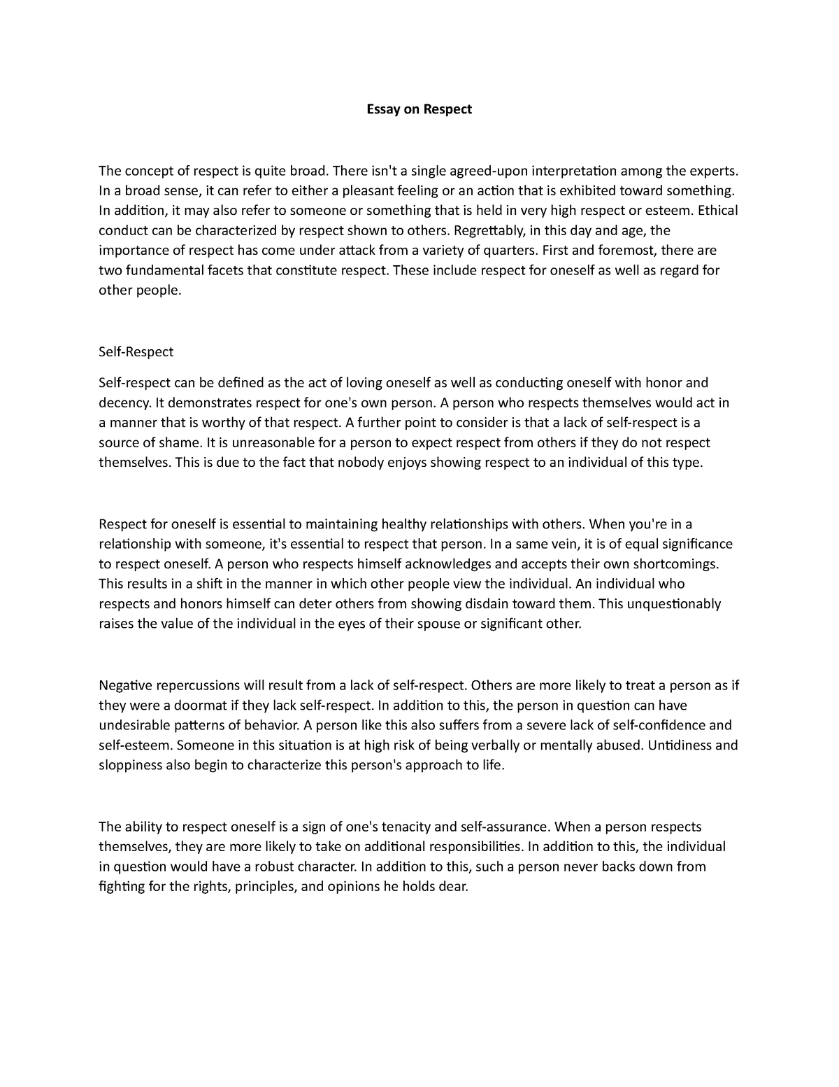 essay about respect 200 words