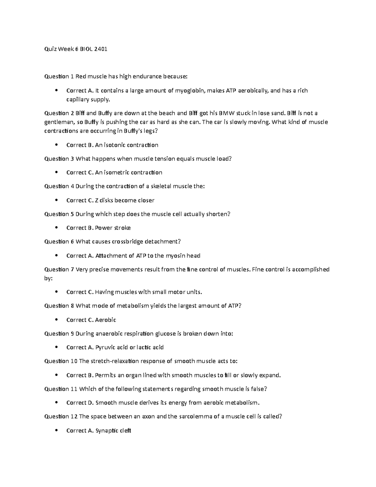 Quiz Week 6 BIOL 2401 - quiz 6 - Quiz Week 6 BIOL 2401 Question 1 Red ...