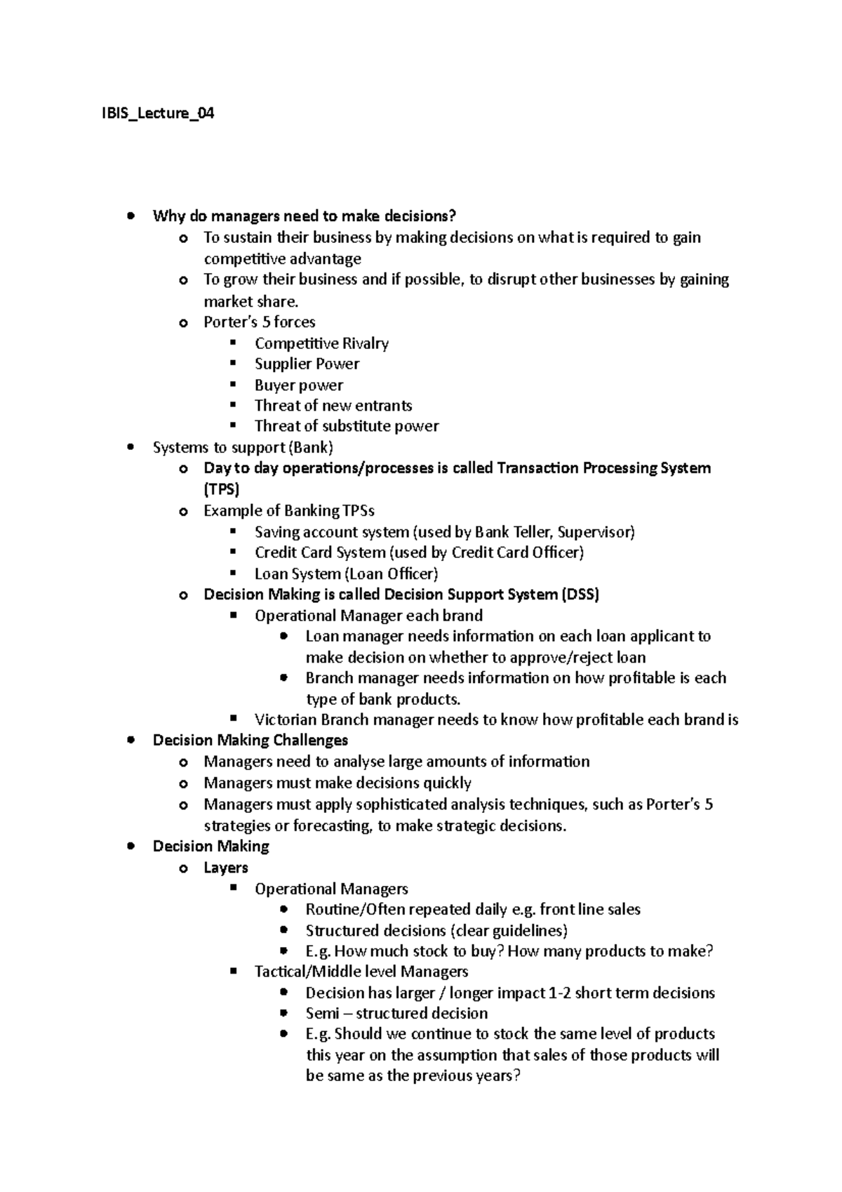 Introduction to Business Information Systems INF10003 Lecture 04 - IBIS ...