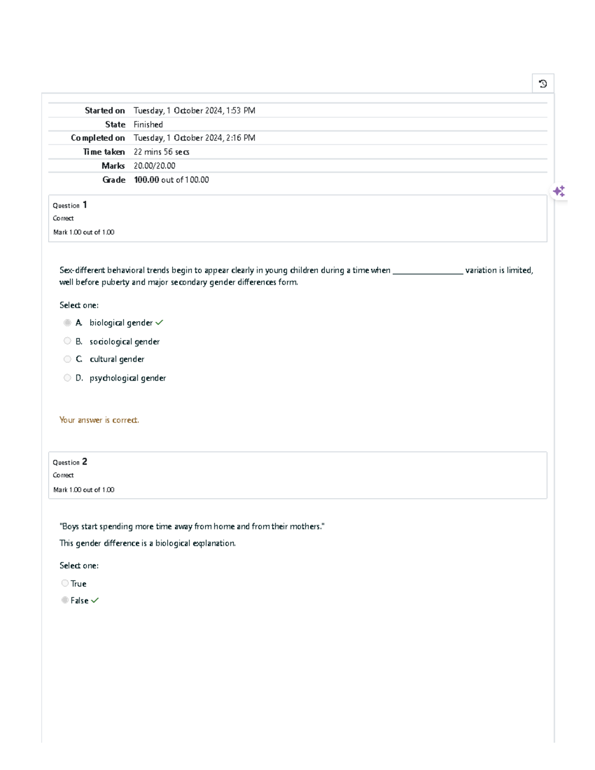 Gender & Society Prelim Quiz 2 - Started on Tuesday, 1 October 2024, 1: ...