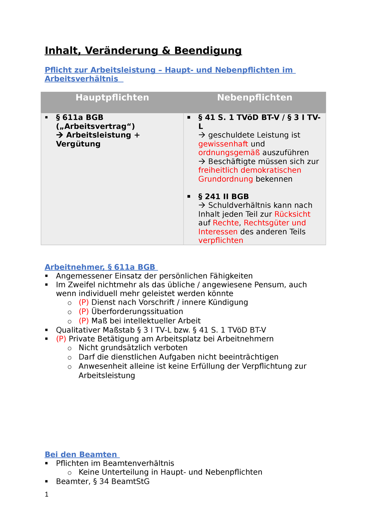 Pflicht Zur Arbeitsleistung - Inhalt, Veränderung & Beendigung Pflicht ...