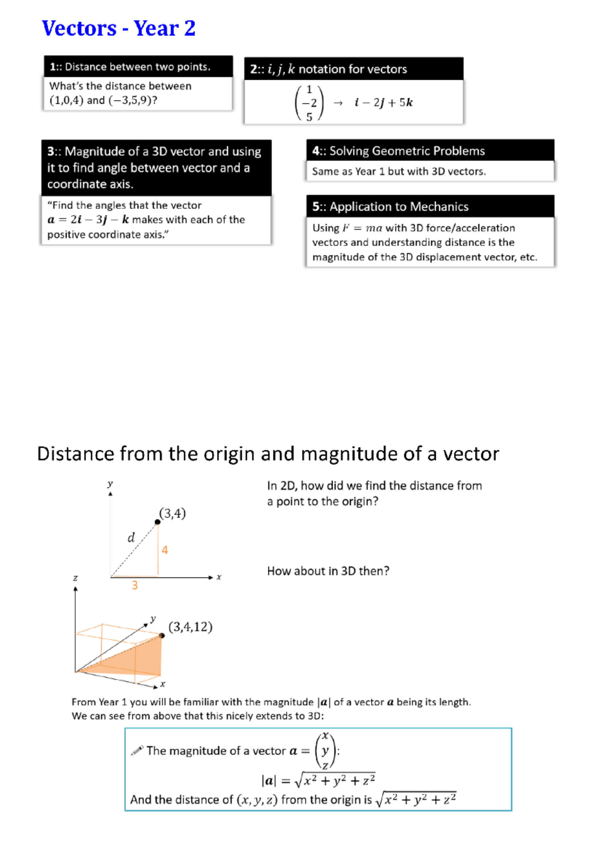 Chapter 12 Vectors (P2) - Vectors Year 2 1:: Distance between two ...